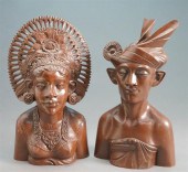 TWO A. FATIMAH BALINESE CARVED WOOD