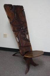 AFRICAN CARVED WOOD CHIEF S CHAIR  327883