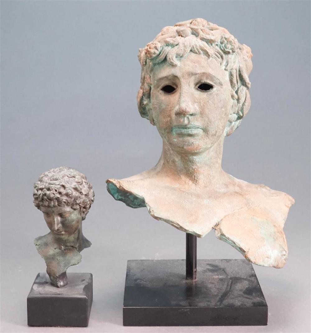 TWO PATINATED METAL BUSTS OF CLASSICAL 327a8d