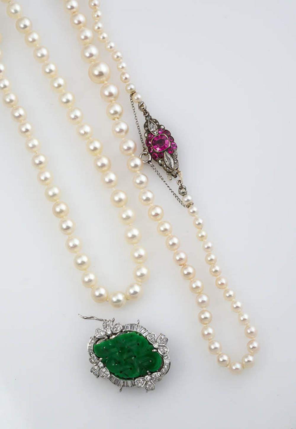 TWO CULTURED PEARL NECKLACES AND 327bb6