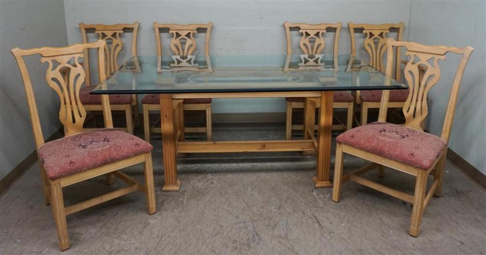 PINE GLASS TOP DINING TABLE WITH 327ee8