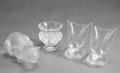 PAIR LALIQUE FROSTED CRYSTAL BOOKENDS 327ee3