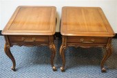PAIR PROVINCIAL STYLE CHERRY LAMP TABLES