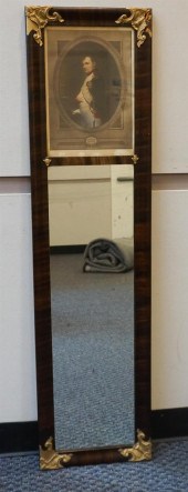 WALNUT FINISH PIER MIRROR WITH MOUNTED