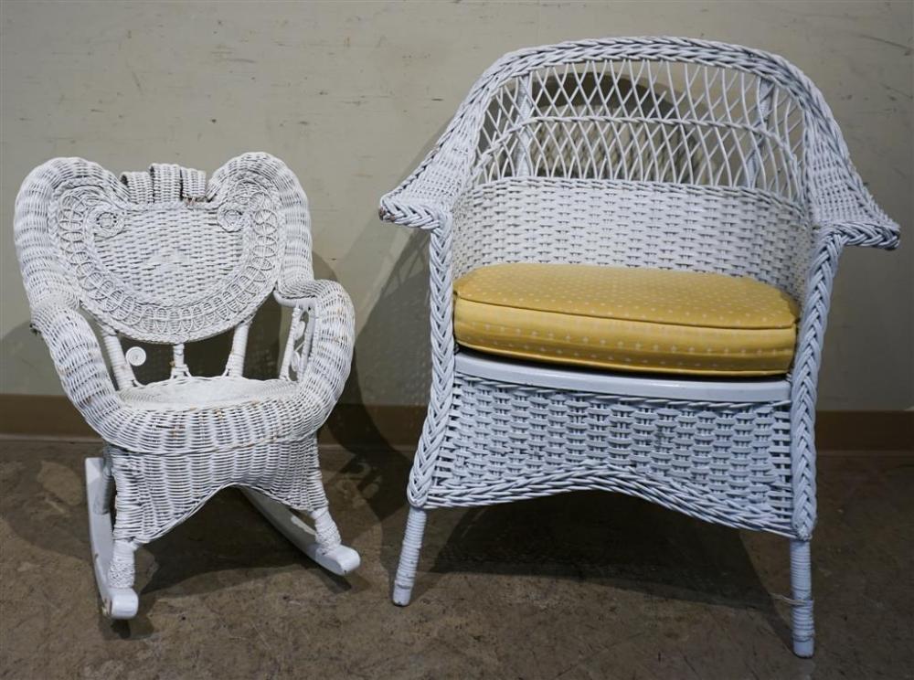 WHITE PAINTED WICKER ARMCHAIR AND 326813