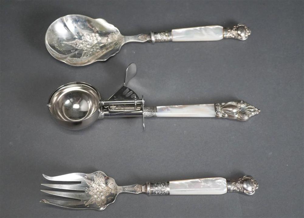 THREE SILVER PLATE AND MOTHER OF PEARL 3269f7