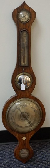 VICTORIAN ROSEWOOD BANJO BAROMETER/THERMOMETERVictorian