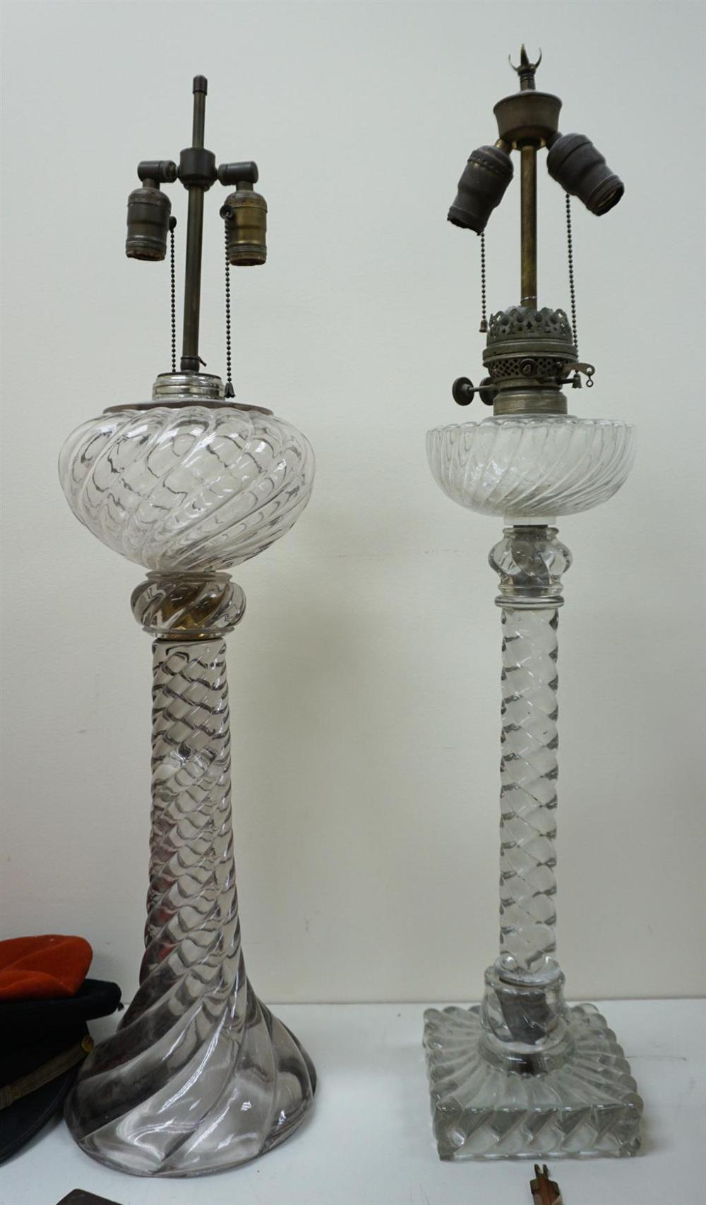 TWO SWIRL GLASS TABLE LAMPS POSSIBLY 329ed1