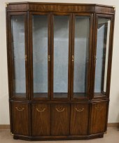 DREXEL FRUITWOOD TWO-PART CHINA CABINET,