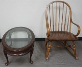 STAINED PINE ARM ROCKER AND QUEEN ANNE