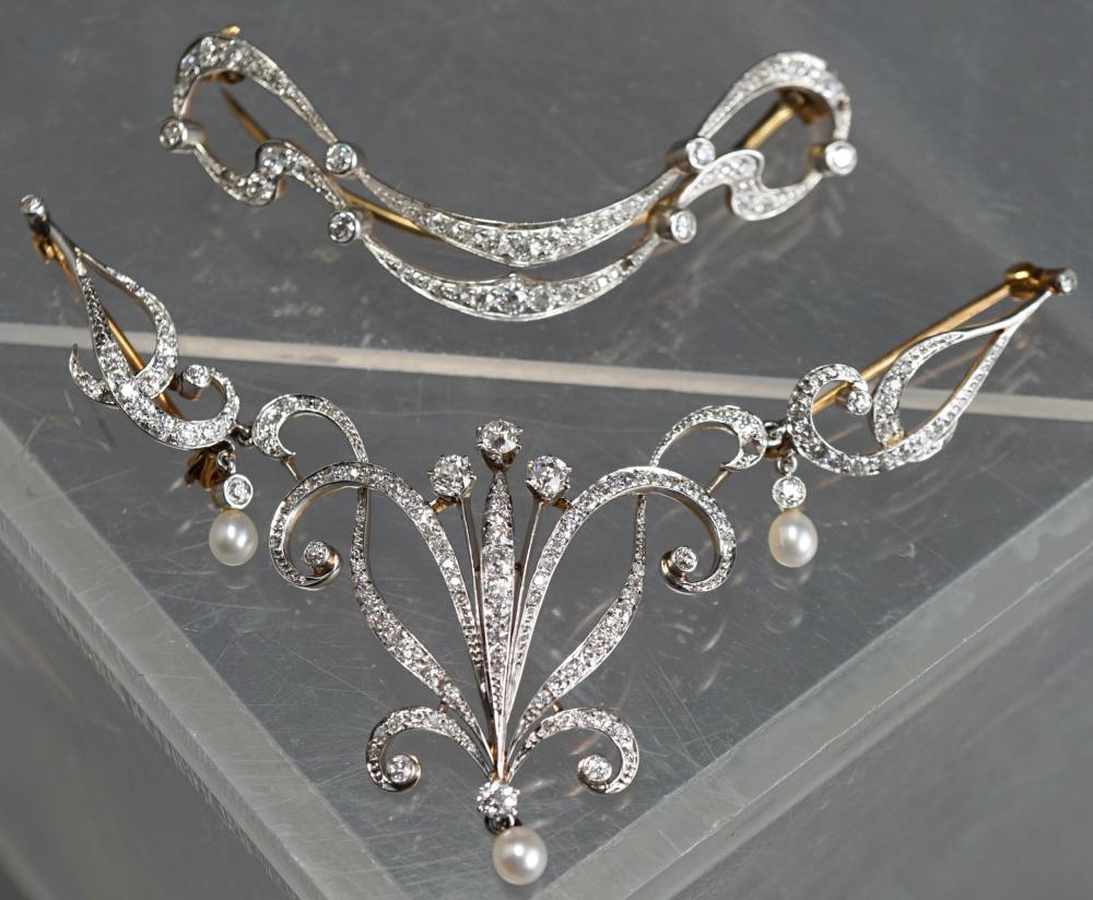 TWO EDWARDIAN PLATINUM TOPPED  32a328
