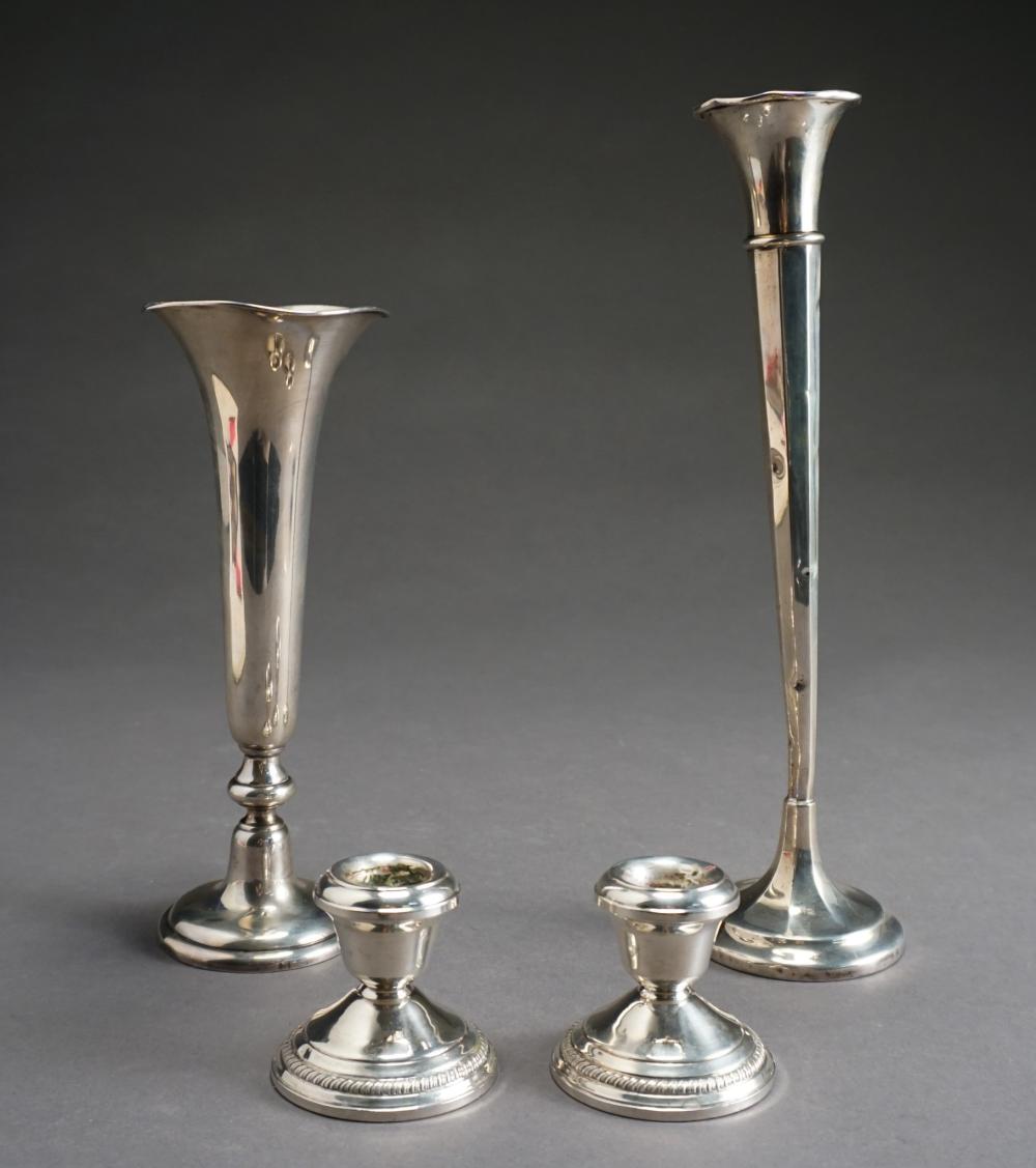 TWO WEIGHTED STERLING TRUMPET CANDLESTICKS 32a37d