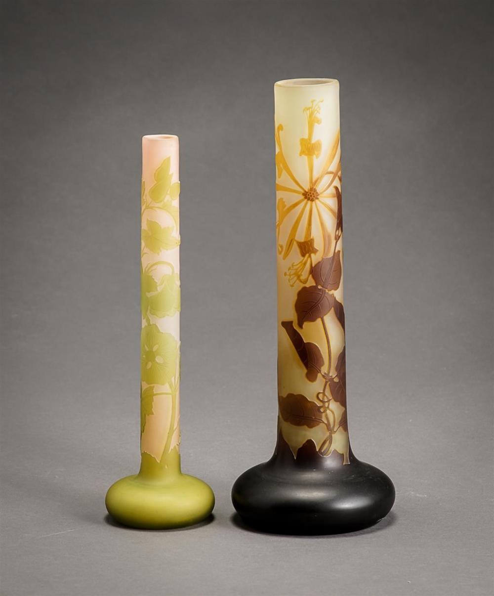 TWO GALL FLORAL CAMEO GLASS CYLINDRICAL 32a531