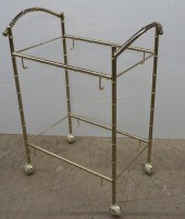 BRASS FINISH FAUX BAMBOO TWO-TIER TEA