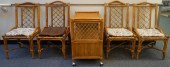 SET OF FOUR RATTAN DINING CHAIRS AND