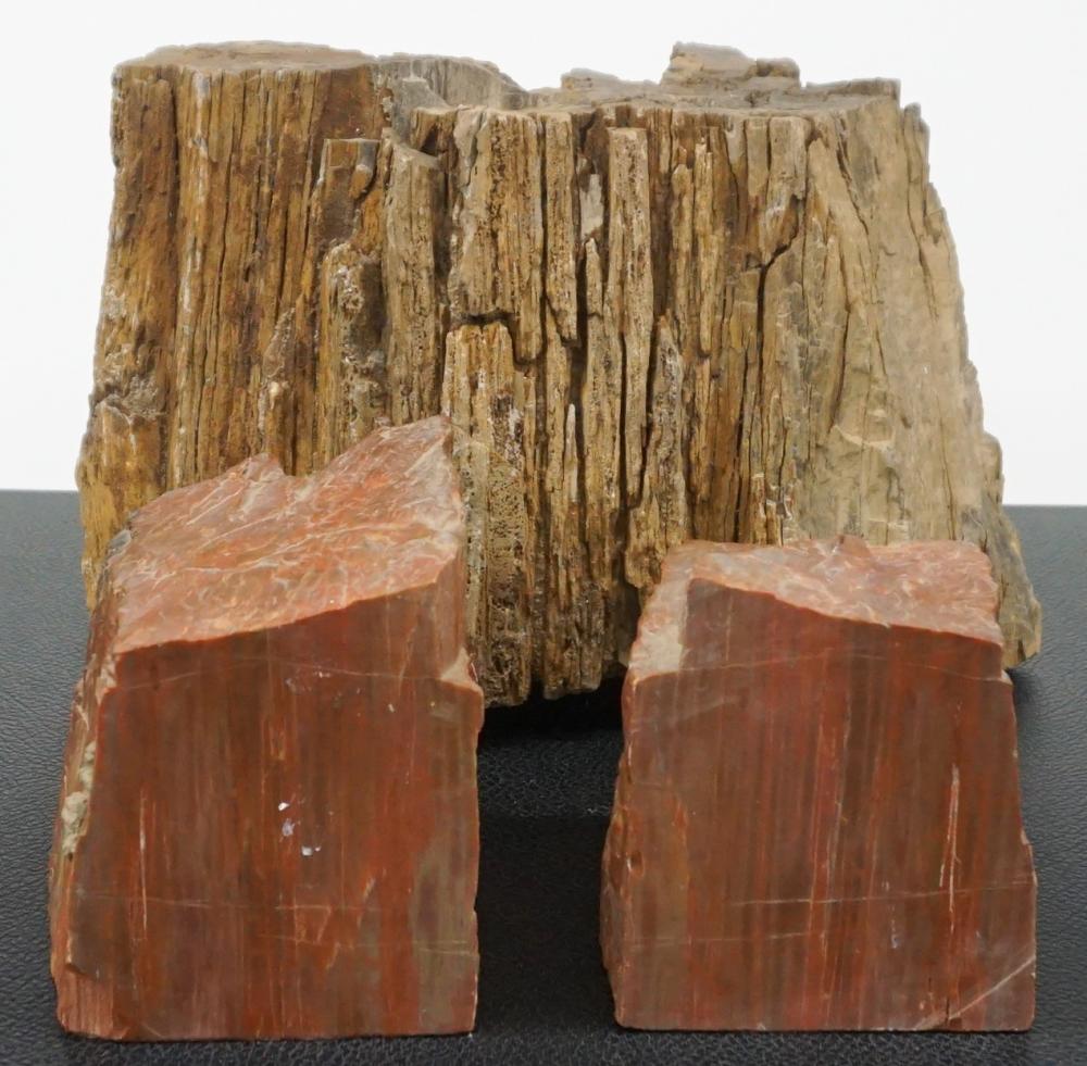 PAIR PETRIFIED WOOD BOOKENDS AND 32a72b