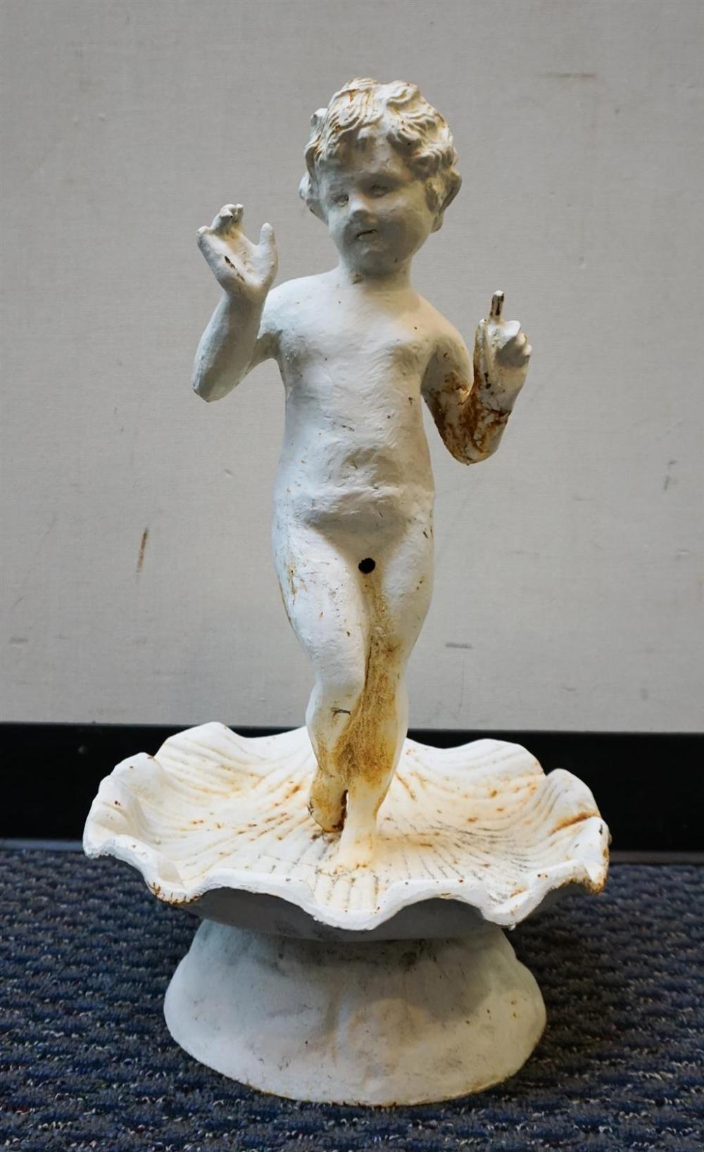 WHITE PAINTED CAST IRON YOUTH FIGURAL 3282d8