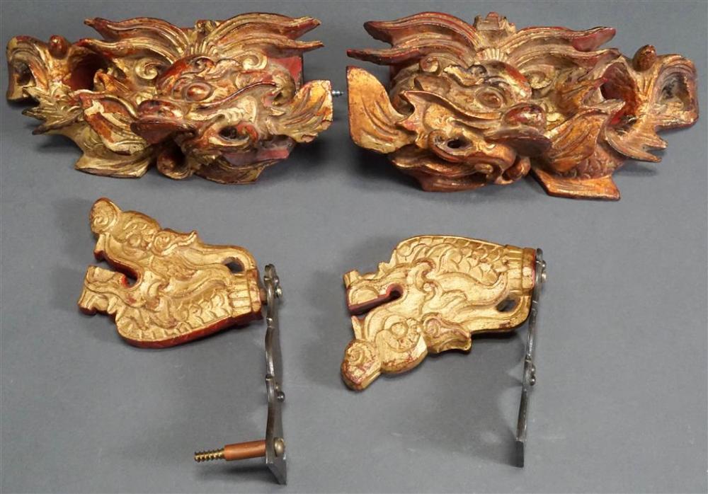 TWO PAIRS CHINESE CARVED GILTWOOD 3285eb