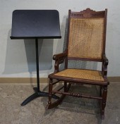 VICTORIAN OAK AND CANED SEAT AND BACK