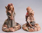 TWO TOM CLARK PAINTED COMPOSITION FIGURINES: