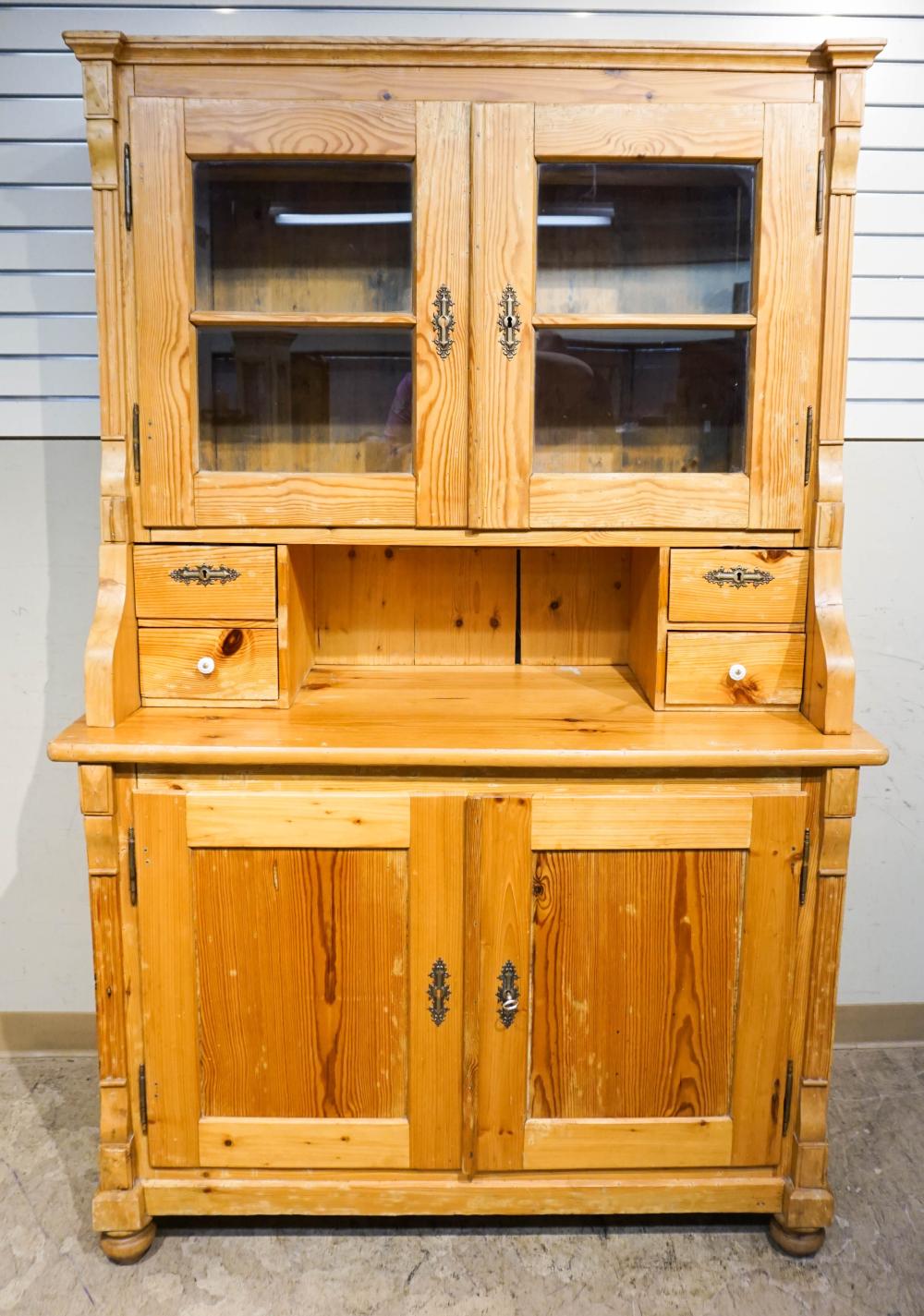 ENGLISH PINE TWO PART CABINET  32c944