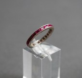 TESTED 14-KARAT WHITE-GOLD AND RUBY