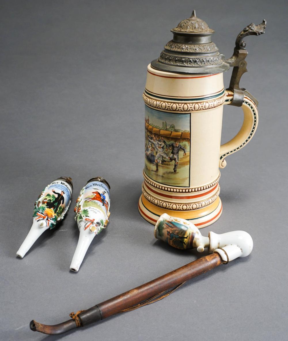 GERMAN PEWTER MOUNTED STEIN AND 32a9ce