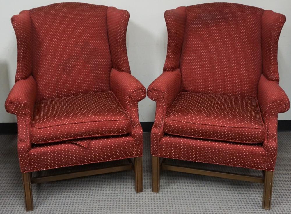 PAIR CHIPPENDALE STYLE RED UPHOLSTERED 32e84f
