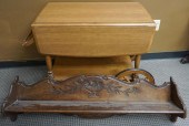 FRUITWOOD ROLLING TEA CART AND CARVED