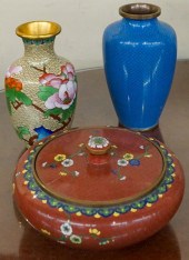 THREE CHINESE CLOISONNE TABLE ARTICLESThree