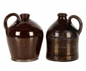 TWO AMERICAN BROWN POTTERY JUGSProvenance: