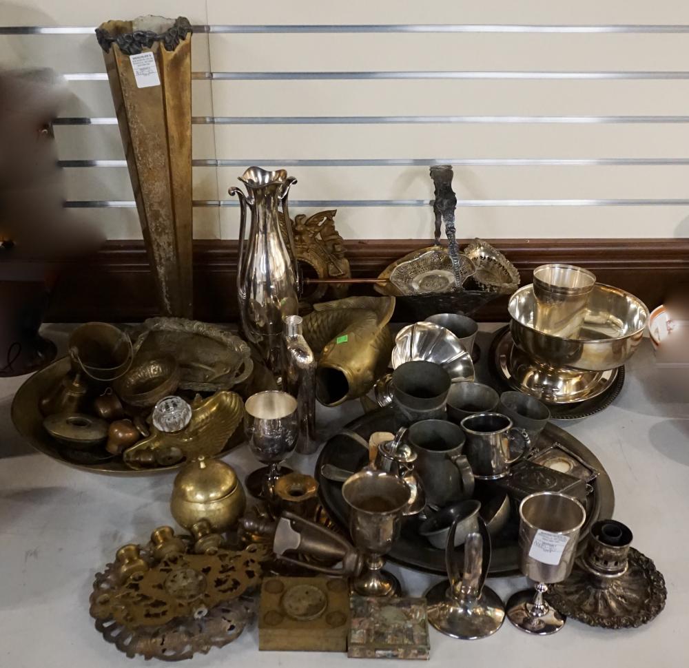 COLLECTION OF ASSORTED BRASS PEWTER  32f3e2