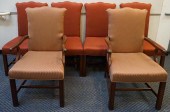 SET OF SIX CHIPPENDALE STYLE UPHOLSTERED 32f4e4