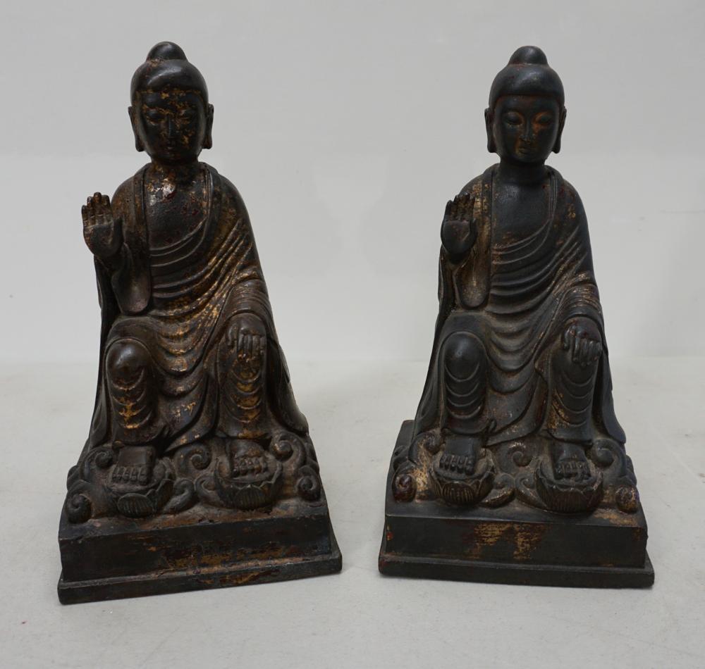 TWO CHINESE PARTIAL GILT PATINATED 32f616