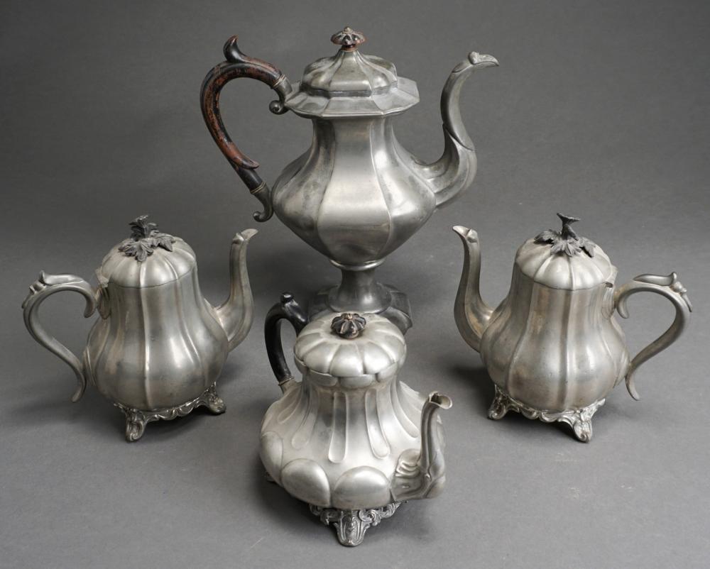 FOUR ASSORTED PEWTER TEAPOTS MADE 330838