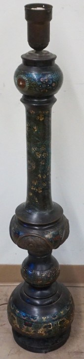 JAPANESE CHAMPLEVE FLOOR LAMP, H: 47