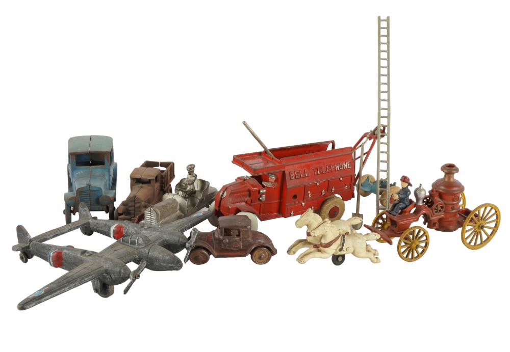 GROUP OF ANTIQUE PAINTED IRON TOYScomprising