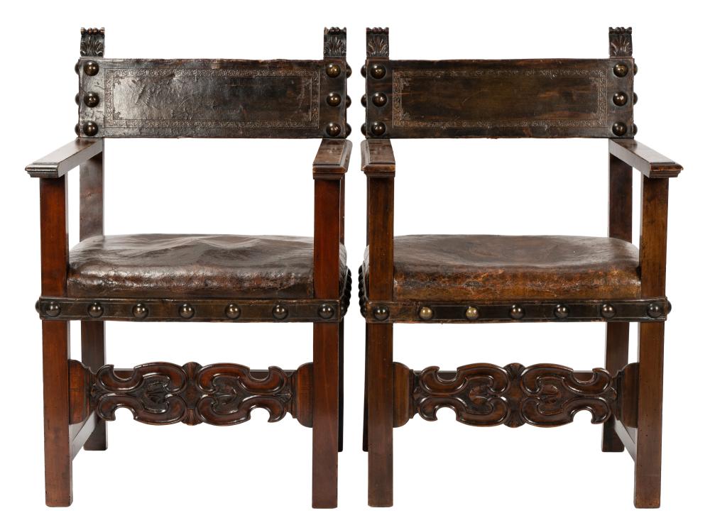 PAIR OF SPANISH REVIVAL HALL CHAIRSsecond 331d0e
