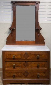 VICTORIAN WALNUT AND MARBLE TOP DRESSER