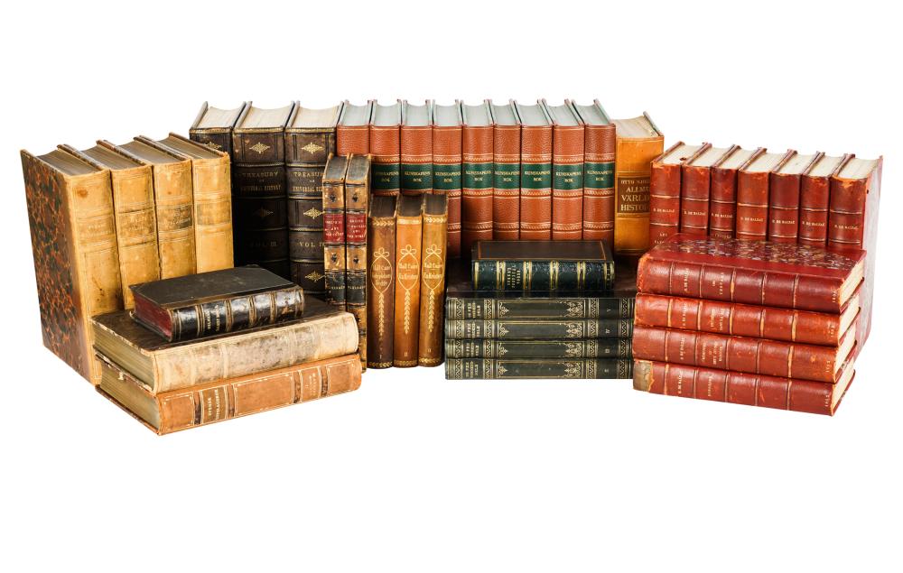COLLECTION OF ANTIQUE LEATHER BOUND 32fefe