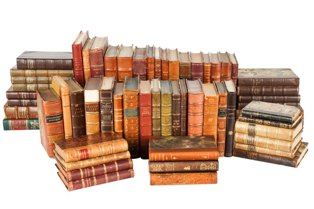 COLLECTION OF ANTIQUE LEATHER BOUND 32ff00