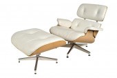 EAMES CHAIR & OTTOMANwith white leather