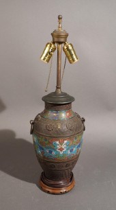 CHINESE CHAMPLEVE ENAMEL DECORATED BRONZE