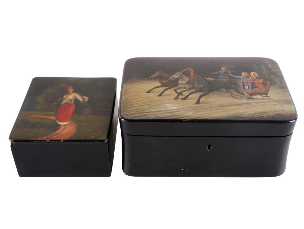 TWO ANTIQUE RUSSIAN LACQUERED BOXESone 33440f