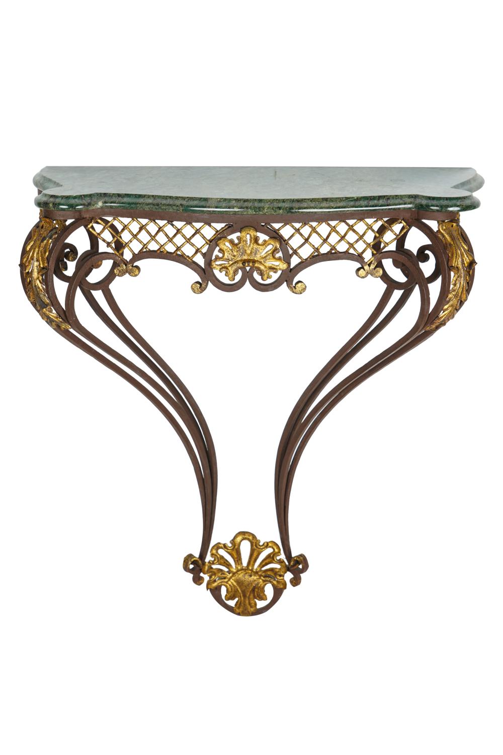 MARBLE IRON GILT METAL CONSOLE20th 33236c
