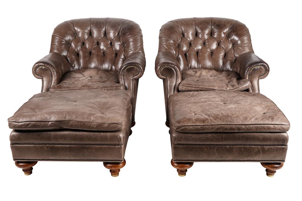 PAIR OF BAKER LEATHER CLUB CHAIRS 332ba7