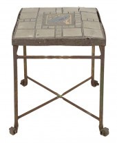 CALIFORNIA TILE-INSET IRON END TABLEthe