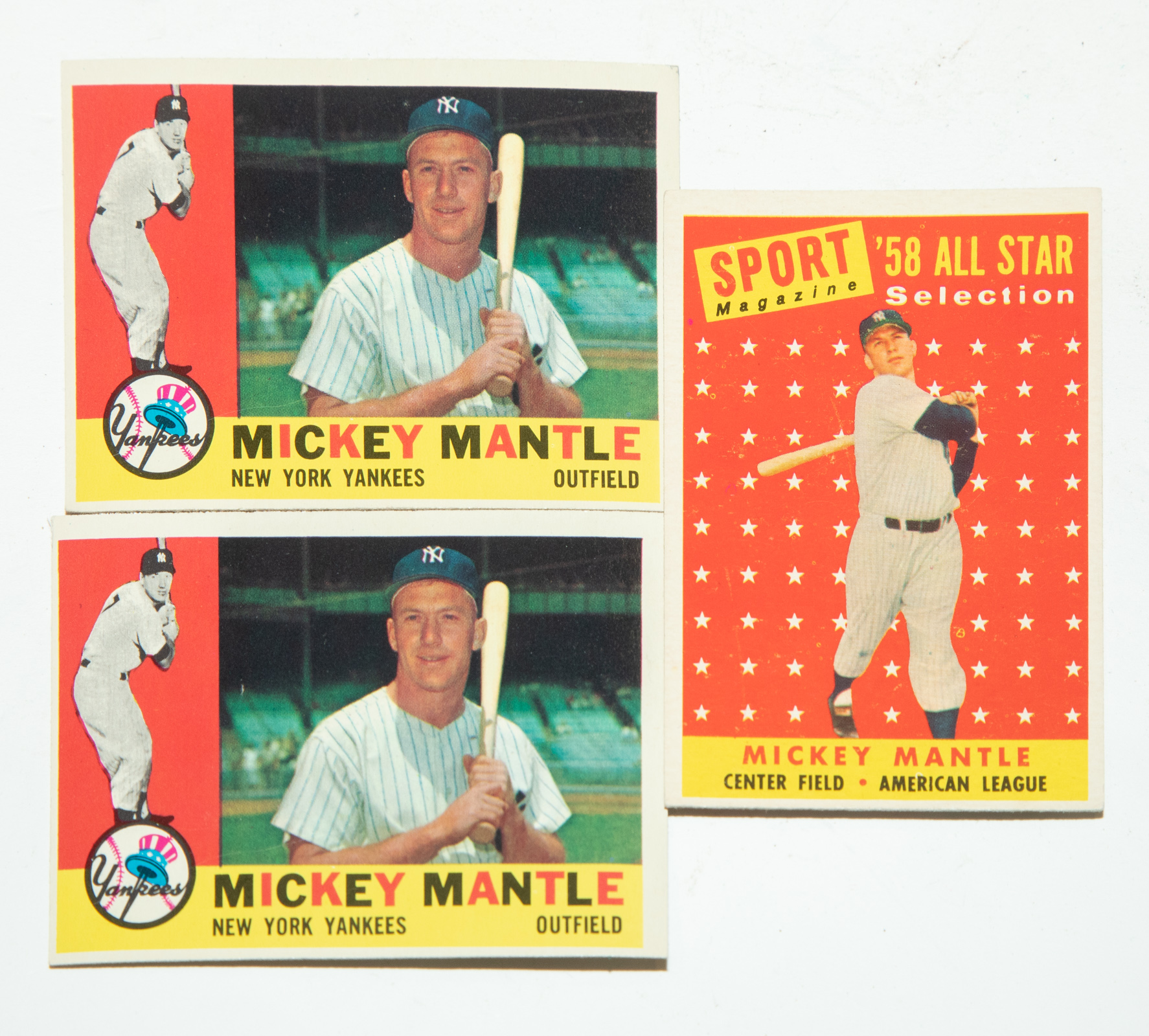 THREE MICKEY MANTLE CARDS Including 335064
