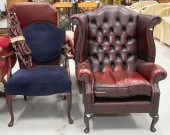 VINTAGE QUEEN ANNE STYLE WING CHAIR