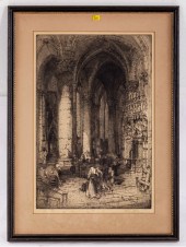 HEDLEY FITTON. CATHEDRAL INTERIOR, ETCHING